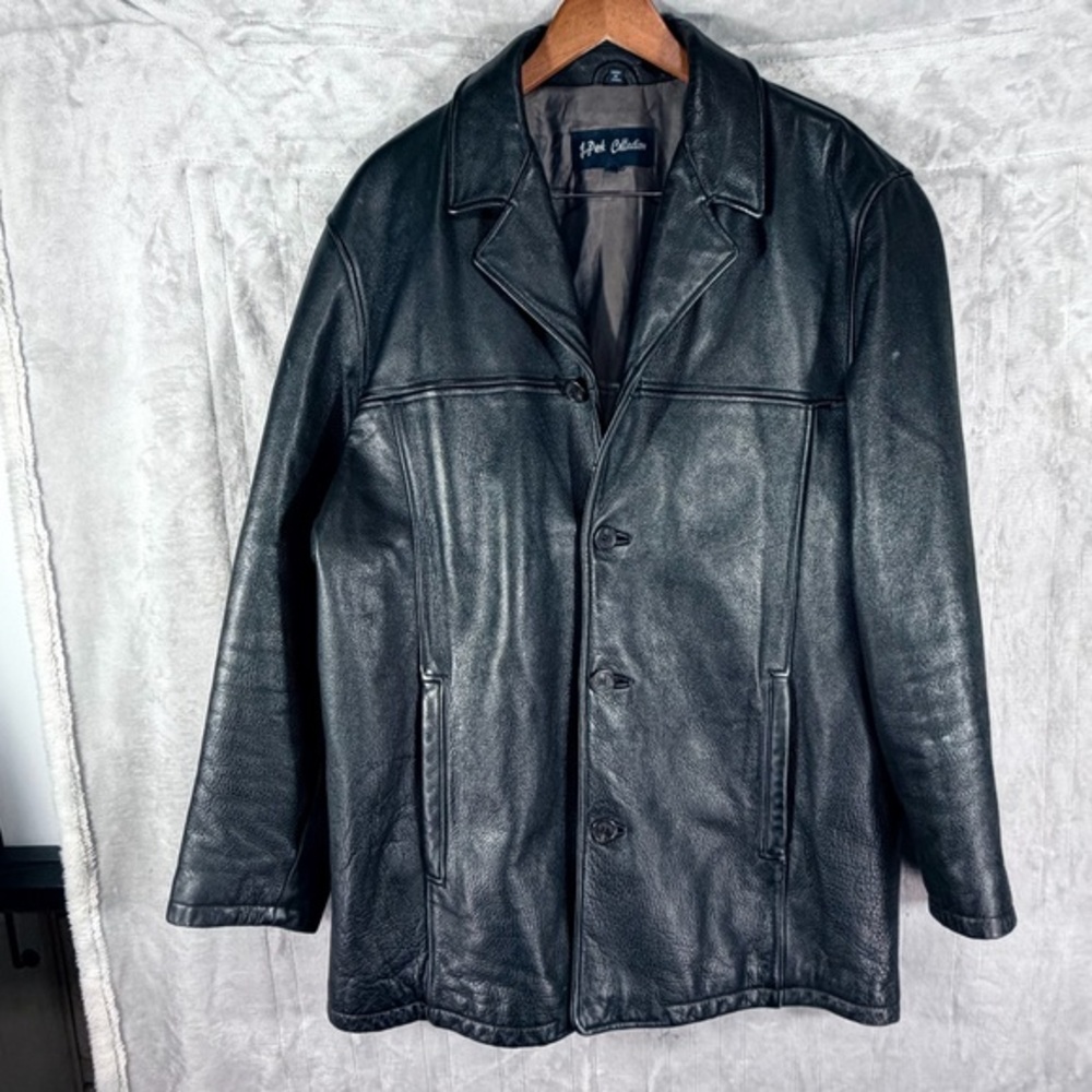 J Park Collection Leather Coat Mens Large Black Genuine Leather Jacket